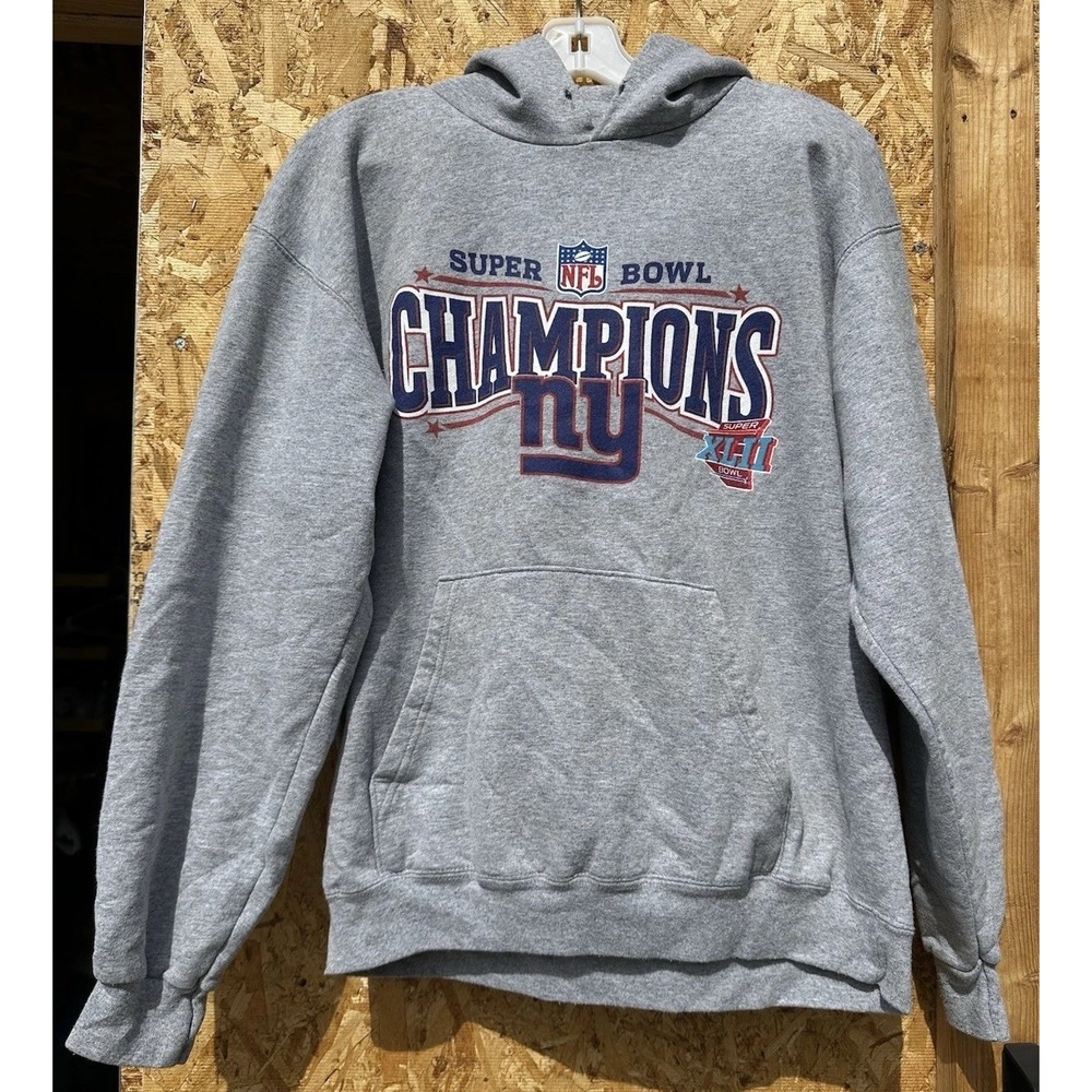 Vintage New York Giants NFL Super Bowl‎ XLII Champions NFL Grey Hoodie Medium